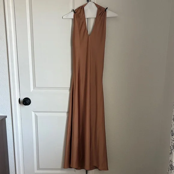 Show Me Your MuMu Strapless Satin Dress in Tan - Picture 4 of 4